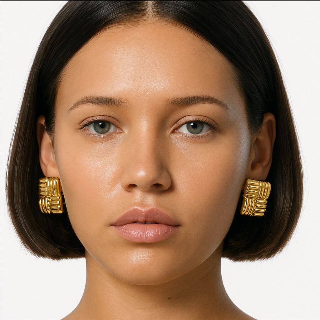 Gold Gia Square Stud Earrings